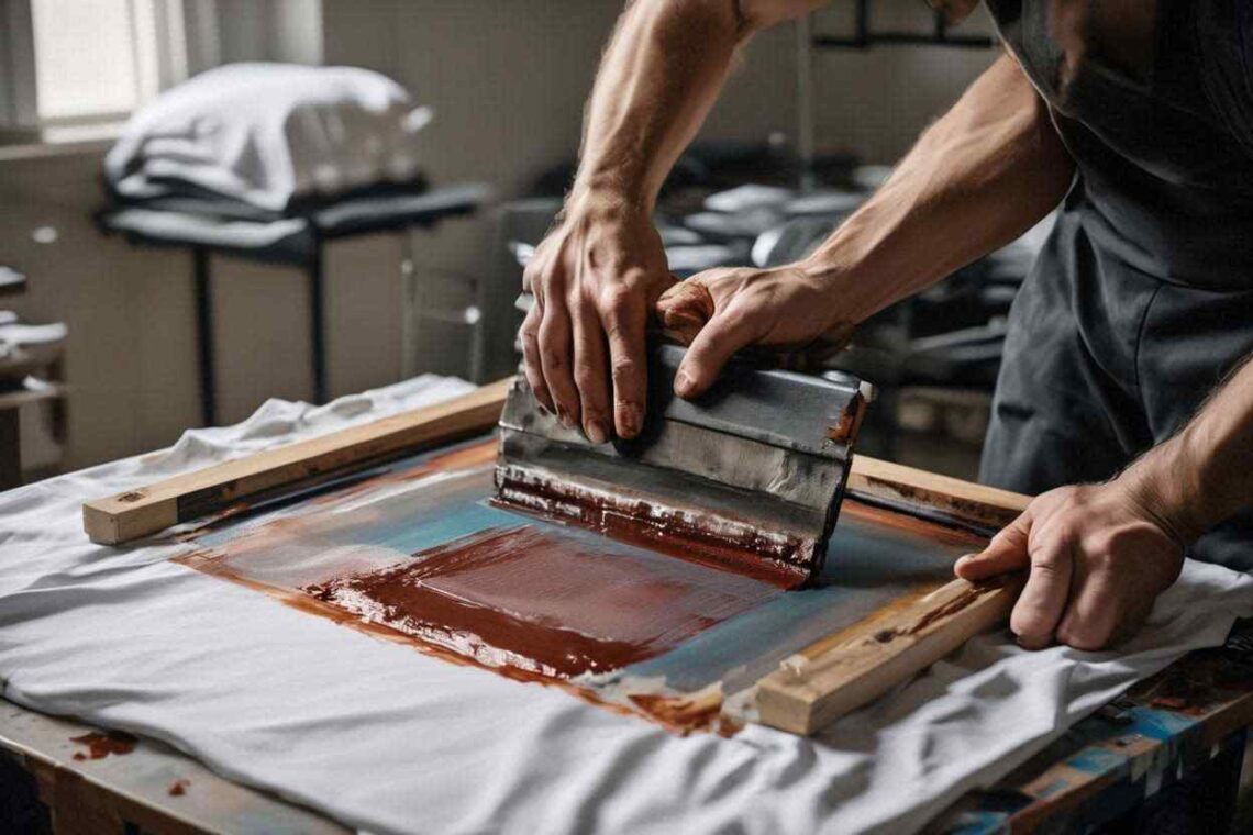 Proses cara sablon baju manual pada kaos menggunakan screen dan rakel