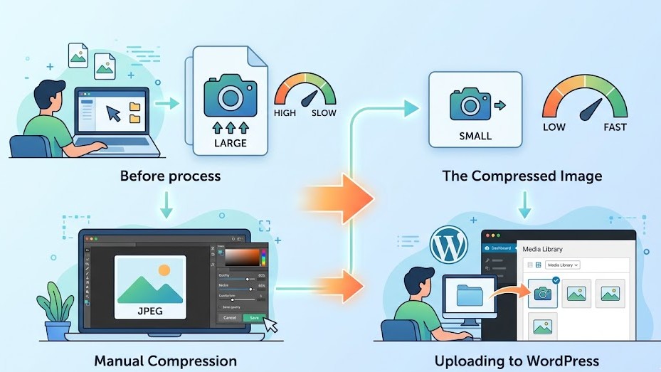 cara kompres gambar wordpress tanpa plugin