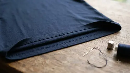 bagian bawah kaos menggulung