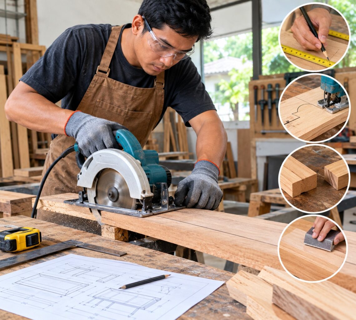 cara memotong kayu sesuai desain