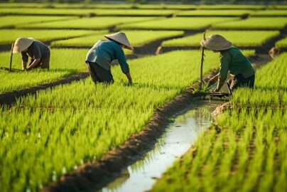 Bibit padi sehat yang disiapkan untuk dipindahkan ke lahan sawah.
